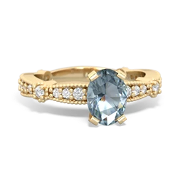 Aquamarine Sparkling Tiara 7X5mm Oval 14K Yellow Gold ring R26297VL