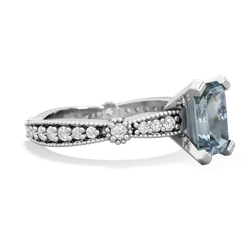 Aquamarine Sparkling Tiara 8X6 Emerald-Cut 14K White Gold ring R26298EM