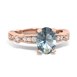 Aquamarine Sparkling Tiara 8X6 Oval 14K Rose Gold ring R26298VL