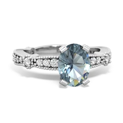 Aquamarine Sparkling Tiara 8X6 Oval 14K White Gold ring R26298VL