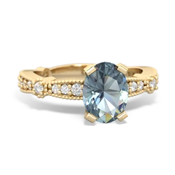 Aquamarine Sparkling Tiara 8X6 Oval 14K Yellow Gold ring R26298VL