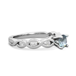 Aquamarine Infinity 5Mm Round Engagement 14K White Gold ring R26315RD