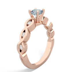 Aquamarine Infinity 5Mm Round Engagement 14K Rose Gold ring R26315RD