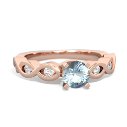 Aquamarine Infinity 5Mm Round Engagement 14K Rose Gold ring R26315RD