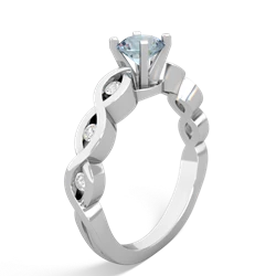 Aquamarine Infinity 5Mm Round Engagement 14K White Gold ring R26315RD