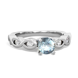 Aquamarine Infinity 5Mm Round Engagement 14K White Gold ring R26315RD