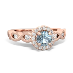 Aquamarine Infinity Halo Engagement 14K Rose Gold ring R26315RH