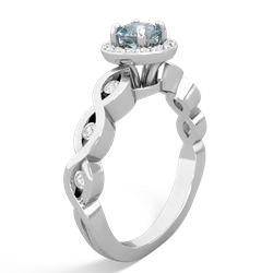 Aquamarine Infinity Halo Engagement 14K White Gold ring R26315RH