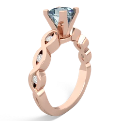 Aquamarine Infinity 5Mm Square Engagement 14K Rose Gold ring R26315SQ