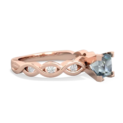 Aquamarine Infinity 5Mm Square Engagement 14K Rose Gold ring R26315SQ