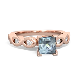 Aquamarine Infinity 5Mm Square Engagement 14K Rose Gold ring R26315SQ