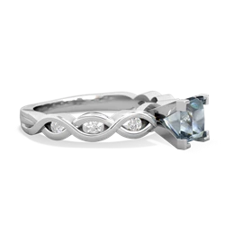 Aquamarine Infinity 5Mm Square Engagement 14K White Gold ring R26315SQ