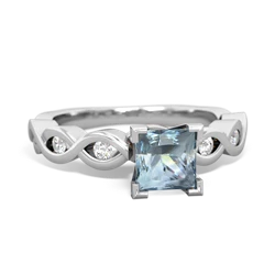 Aquamarine Infinity 5Mm Square Engagement 14K White Gold ring R26315SQ