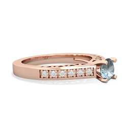 Aquamarine Art Deco Engagement 5Mm Round 14K Rose Gold ring R26355RD