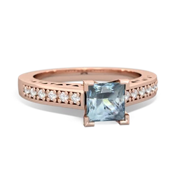 Aquamarine Art Deco Engagement 5Mm Square 14K Rose Gold ring R26355SQ