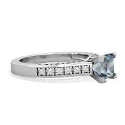 Aquamarine Art Deco Engagement 5Mm Square 14K White Gold ring R26355SQ