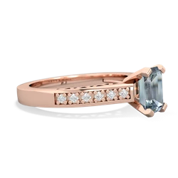 Aquamarine Art Deco Engagement 7X5mm Emerald-Cut 14K Rose Gold ring R26357EM