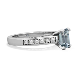 Aquamarine Art Deco Engagement 7X5mm Emerald-Cut 14K White Gold ring R26357EM