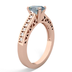 Aquamarine Art Deco Engagement 7X5mm Oval 14K Rose Gold ring R26357VL