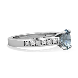 Aquamarine Art Deco Engagement 7X5mm Oval 14K White Gold ring R26357VL