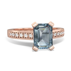 Aquamarine Art Deco Engagement 8X6mm Emerald-Cut 14K Rose Gold ring R26358EM