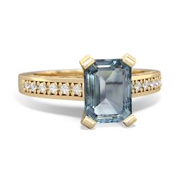 Aquamarine Art Deco Engagement 8X6mm Emerald-Cut 14K Yellow Gold ring R26358EM