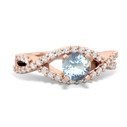 Aquamarine Diamond Twist 5Mm Round Engagment  14K Rose Gold ring R26405RD