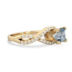 Aquamarine Diamond Twist 5Mm Square Engagment  14K Yellow Gold ring R26405SQ