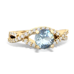 Aquamarine Diamond Twist 14K Yellow Gold ring R26406RD