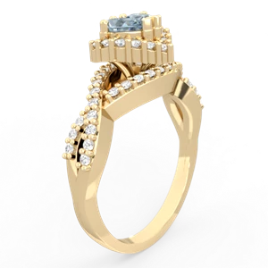 Aquamarine Diamond Twist 'One Heart' 14K Yellow Gold ring R2640HRT