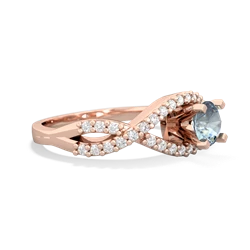 Aquamarine Diamond Twist 5Mm Round Engagment  14K Rose Gold ring R26405RD