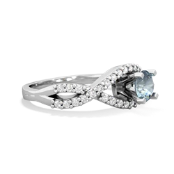 Aquamarine Diamond Twist 5Mm Round Engagment  14K White Gold ring R26405RD