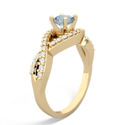 Aquamarine Diamond Twist 5Mm Round Engagment  14K Yellow Gold ring R26405RD