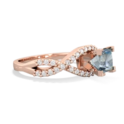 Aquamarine Diamond Twist 5Mm Square Engagment  14K Rose Gold ring R26405SQ