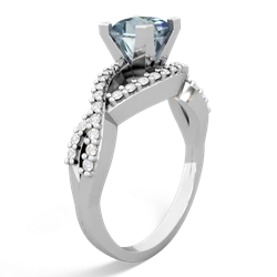 Aquamarine Diamond Twist 5Mm Square Engagment  14K White Gold ring R26405SQ