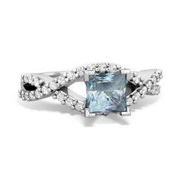 Aquamarine Diamond Twist 5Mm Square Engagment  14K White Gold ring R26405SQ