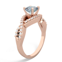 Aquamarine Diamond Twist 6Mm Round Engagment  14K Rose Gold ring R26406RD