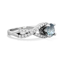 Aquamarine Diamond Twist 6Mm Round Engagment  14K White Gold ring R26406RD