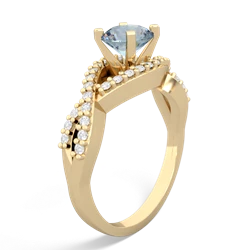 Aquamarine Diamond Twist 6Mm Round Engagment  14K Yellow Gold ring R26406RD