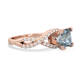 Aquamarine Diamond Twist 6Mm Princess Engagment  14K Rose Gold ring R26406SQ