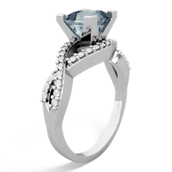 Aquamarine Diamond Twist 6Mm Princess Engagment  14K White Gold ring R26406SQ