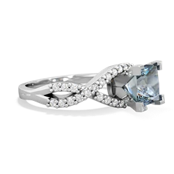 Aquamarine Diamond Twist 6Mm Princess Engagment  14K White Gold ring R26406SQ