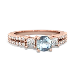 Aquamarine Classic 5Mm Round Engagement 14K Rose Gold ring R26435RD