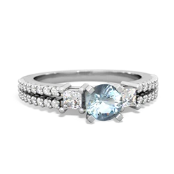 Aquamarine Classic 5Mm Round Engagement 14K White Gold ring R26435RD