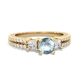 Aquamarine Classic 5Mm Round Engagement 14K Yellow Gold ring R26435RD