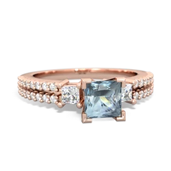 Aquamarine Classic 5Mm Square Engagement 14K Rose Gold ring R26435SQ