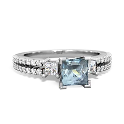 Aquamarine Classic 5Mm Square Engagement 14K White Gold ring R26435SQ