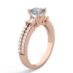 Aquamarine Classic 6Mm Round Engagement 14K Rose Gold ring R26436RD