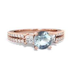 Aquamarine Classic 6Mm Round Engagement 14K Rose Gold ring R26436RD