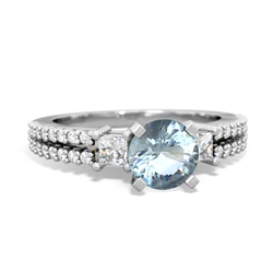 Aquamarine Classic 6Mm Round Engagement 14K White Gold ring R26436RD